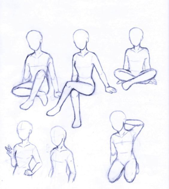 a drawing of people sitting and standing in different positions with their hands on their hipss