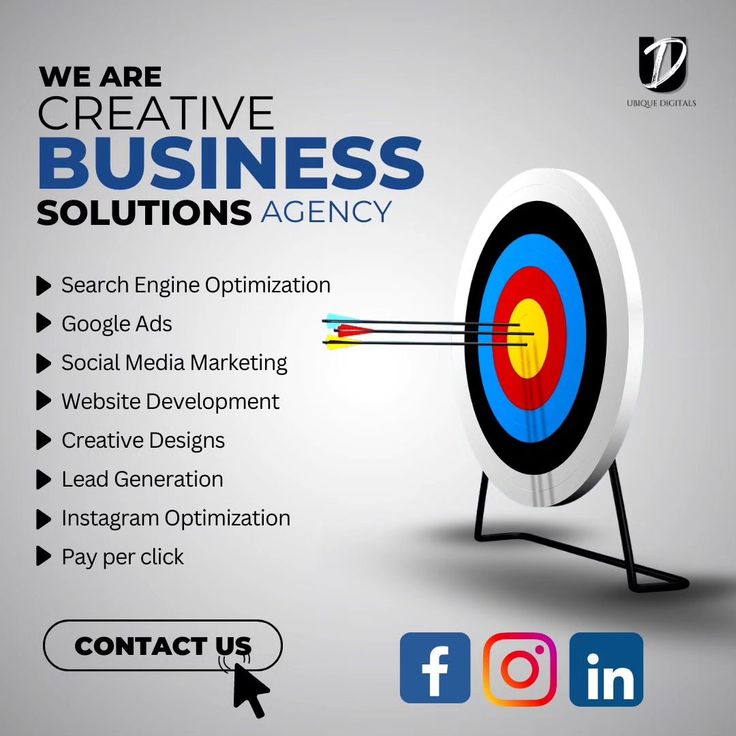 an image of a target with the words creative business solutions agency on it and arrows pointing in