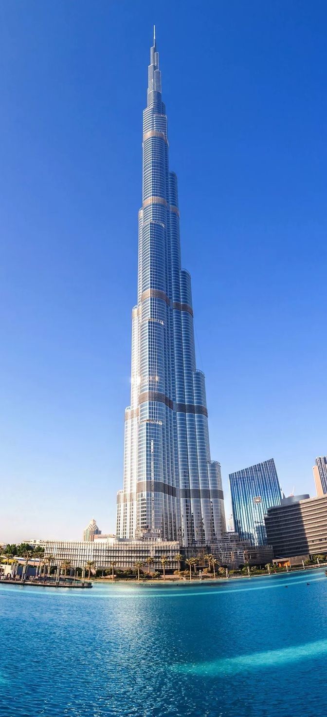 the tallest building in the world, burjt juts out from the water