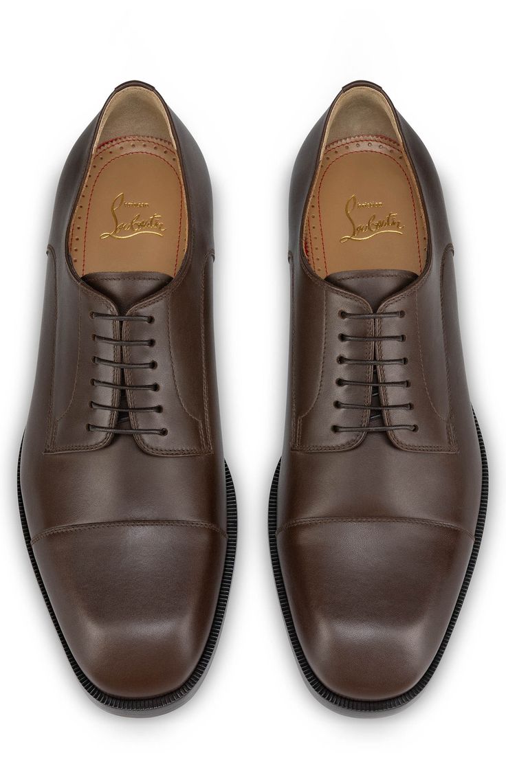 A square-toe profile enhances the contemporary verve of this cap-toe oxford grounded by that iconic red lacquered sole. Lace-up style Wipe with a soft, dry cloth and store in a dust bag Please note the red lacquer on soles will wear off as a result of normal use. To minimize the effect, avoid wearing in wet weather or on abrasive surfaces Leather and textile upper and lining/leather sole Made in Italy Designer Shoes Classic Oxfords With Red Sole And Almond Toe, Classic Fitted Oxfords With Red Sole, Classic Brown Oxfords With Red Sole, Luxury Red Sole Oxfords For Semi-formal Occasions, Luxury Oxfords With Red Sole For Semi-formal Occasions, Classic Oxfords With Leather Sole And Square Toe, Classic Square Toe Oxfords With Leather Sole, Classic Business Dress Shoes With Red Sole, Classic Dress Shoes With Red Sole For Semi-formal