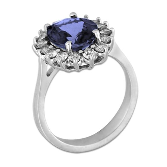 an oval blue sapphire and diamond ring