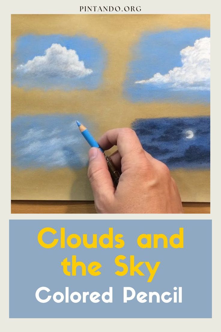 the cover of clouds and the sky by colored pencil