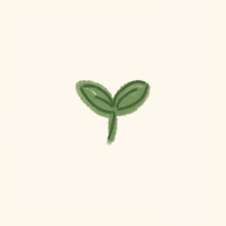 a drawing of a green leaf on a white background