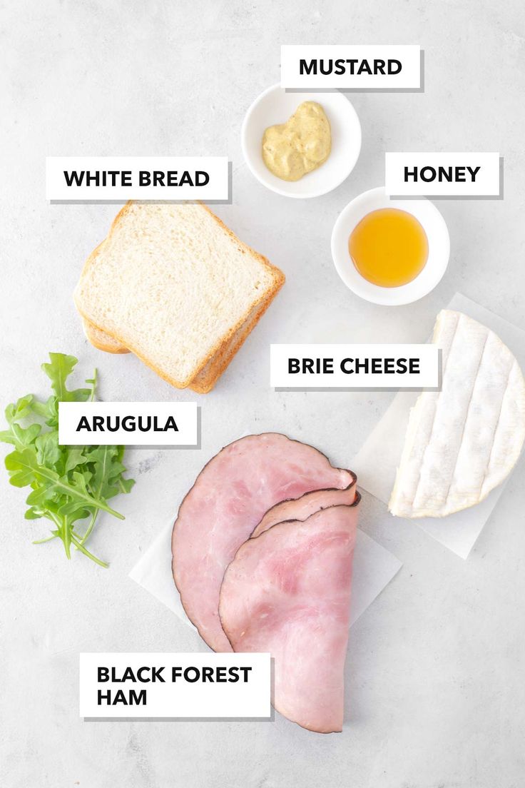 the ingredients for an english muffin recipe laid out on a white surface with text overlay