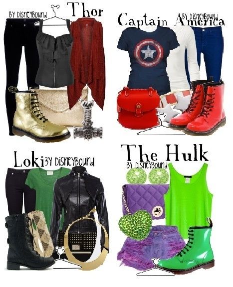 Avengers themed. #Disneybound Marvel Character Outfits, Marvel Themed Outfits, Thor Inspired Outfits, Thor Disneybound, Avengers Disneybound, Marvel Outfit Ideas, Disneybound Outfits Casual, Marvel Disneybound, Disney Bounding Ideas