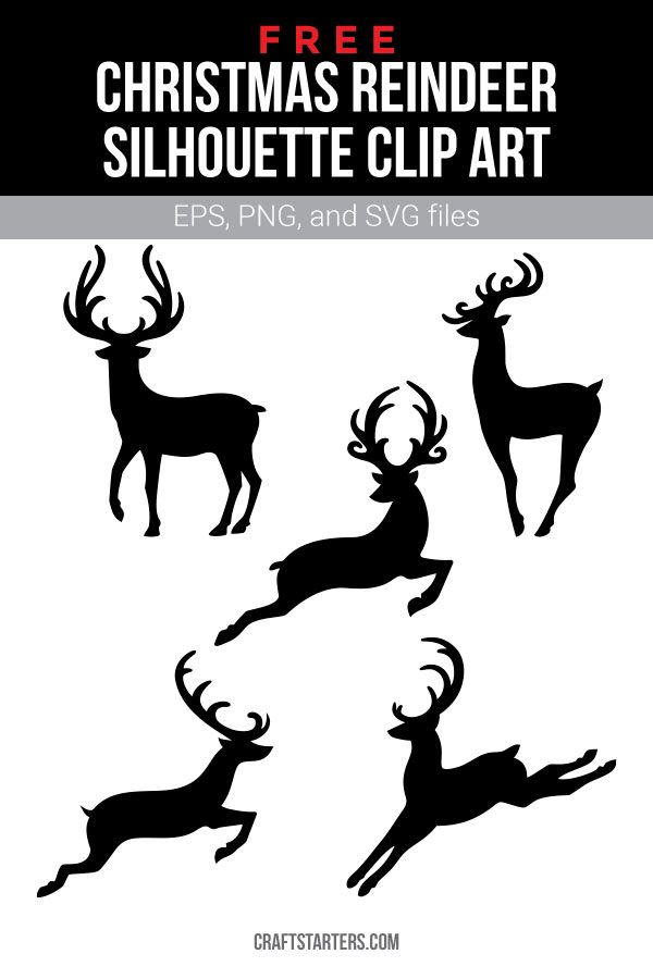 christmas reindeer silhouette clip art with the text, free for use in your project or scrapbook