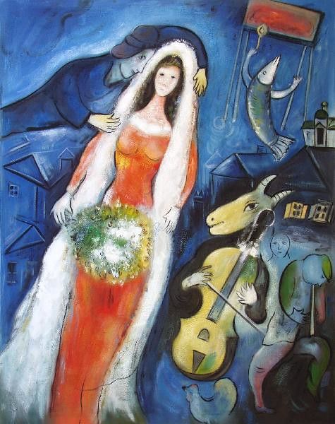 a painting of a woman in an orange dress holding a bouquet next to a horse