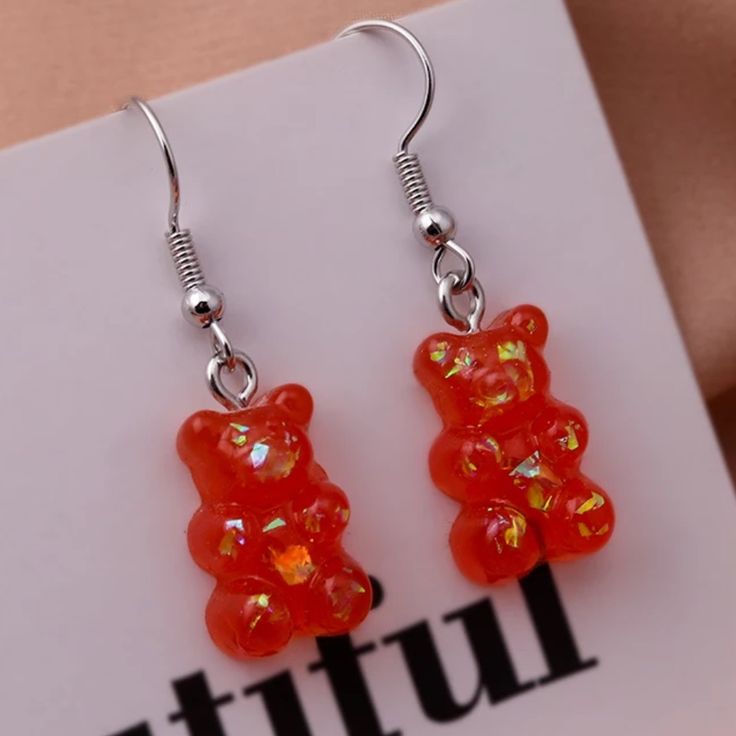 Material Zinc Alloy Gummy Bear Earrings, Bear Earrings, Dragon Ring, Resin Design, Accessories Packing, Earring Holder, Earrings Clip, Gummy Bear, Gummy Bears