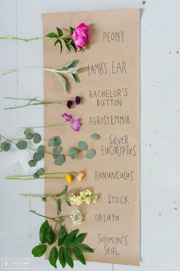 flowers are arranged on top of a piece of paper