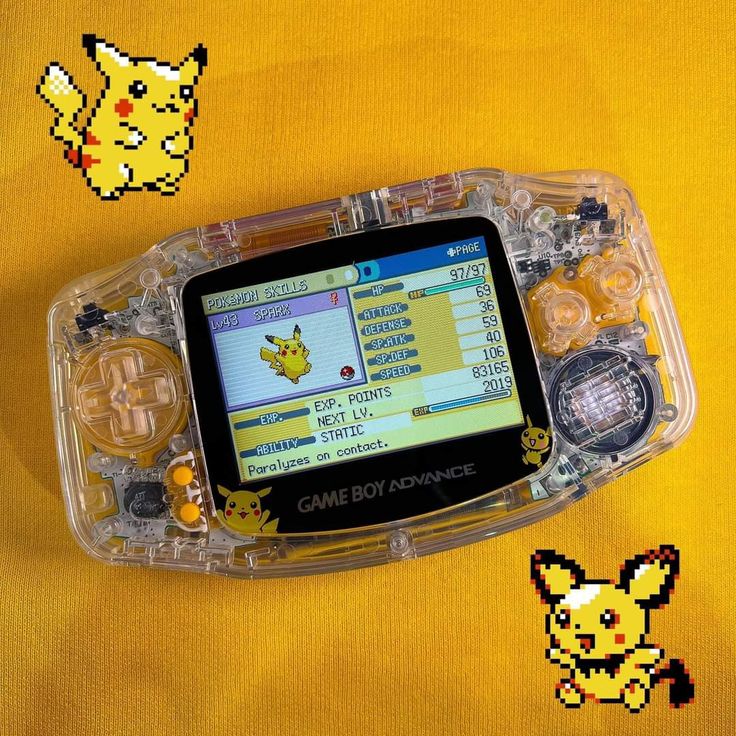 an image of a game boy advance on a yellow background