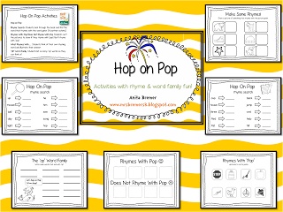 a yellow and white poster with the words hop on pop