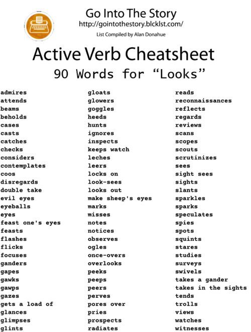 an active verbi chart with words and pictures