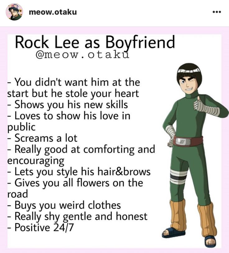 an image of a cartoon character with the caption'rock lee as boyfriend '