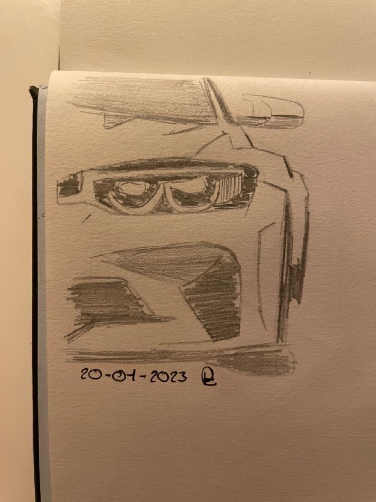 a drawing of the front end of a car