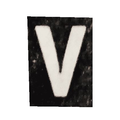 the letter v is made up of black and white paint with an overlay effect