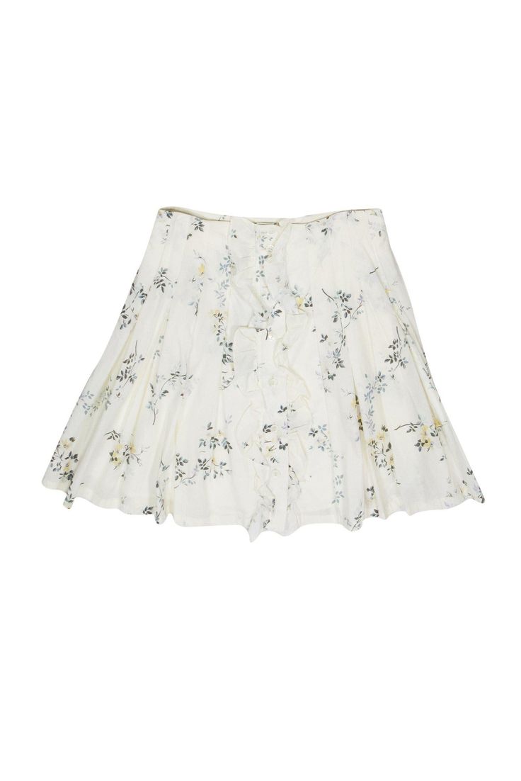 Current Boutique-A.P.C. - Cream Floral Print Flared Skirt Sz 6 Boyfriend Cut Jeans, Cream Skirt, Floral Print Design, Chic Shop, Short Cocktail Dress, Easter Outfit, Flared Skirt, Cut Off Shorts, Flare Skirt