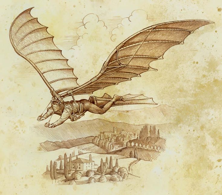 a drawing of a dragon flying over a town