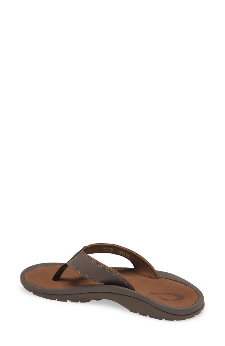 Classic beach-ready sandal features a cushioned anatomical footbed and can be machine washed for easy care. Style Name:Olukai 'Ohana' Flip Flop (Men). Style Number: 244367. Brown Beach Sport Sandals With Cushioned Footbed, Brown Sport Sandals With Cushioned Footbed For Beach, Beach Flip Flops With Leather Footbed, Brown Cushioned Flip Flops For Surfing, Brown Sport Sandals With Removable Insole For Beach, Leather Flip Flops With Arch Support For Beach, Brown Synthetic Beach Slippers, Beach Brown Synthetic Slippers, Brown Synthetic Toe Post Flip Flops