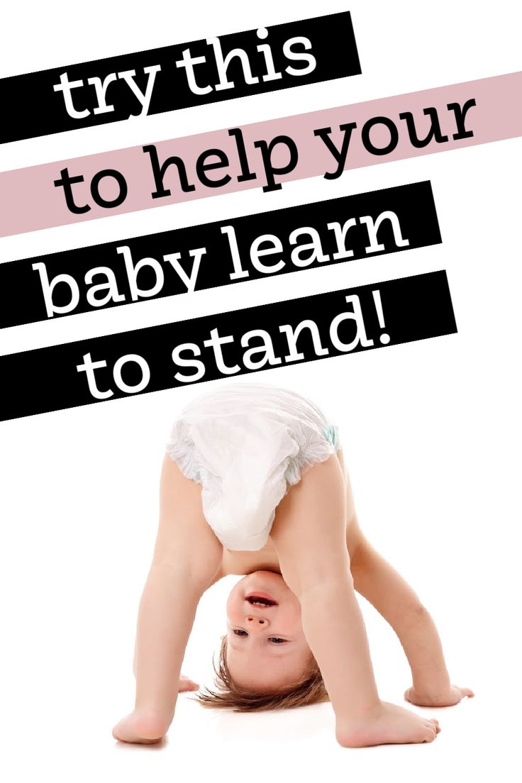 a baby in diapers with the words try this to help your baby learn to stand