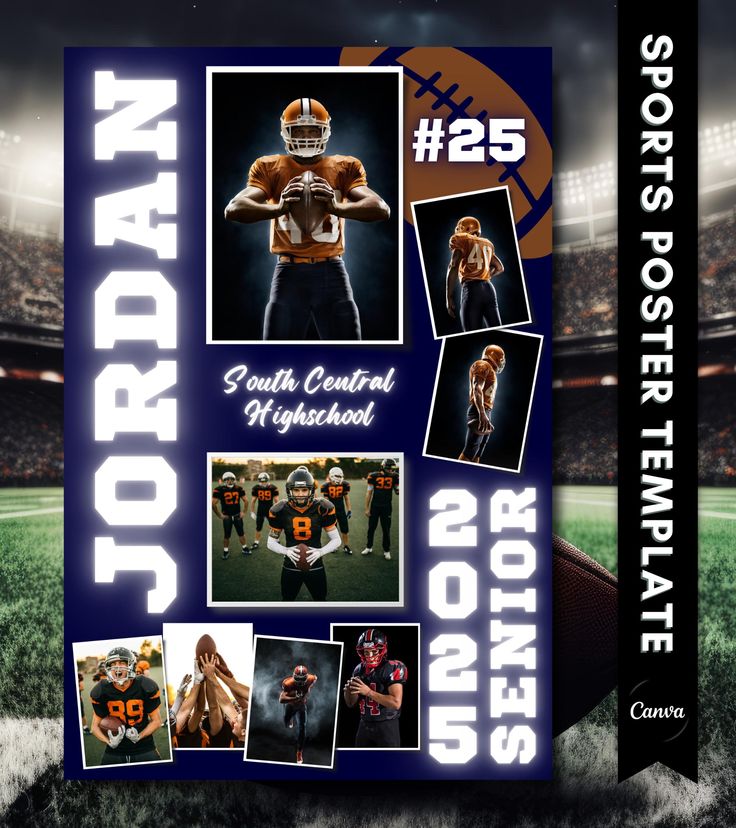 an advertisement for a football team with photos of players and numbers on the front cover