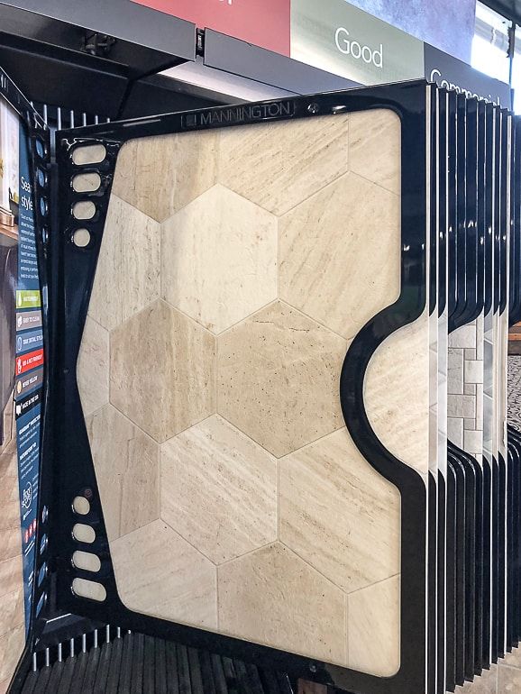 a display in a store filled with lots of tile