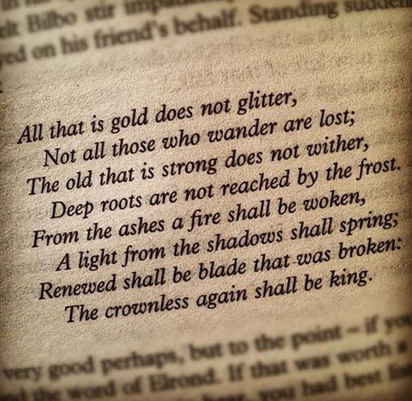 an open book with the words, all that is gold does not glitter