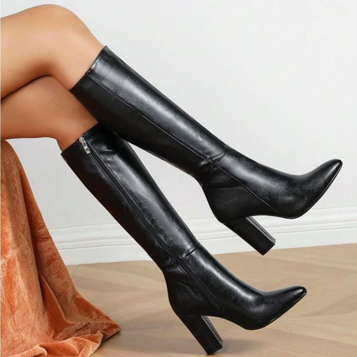 Super Cute And Stylish Ships In 5-10 Business Days Chunky Heeled Boots, Rose Shoes, Trendy Boots, Aesthetic Shoes, Boots Women Fashion, Pretty Shoes, Fashion Mode, Boots Outfit, Over The Knee Boots