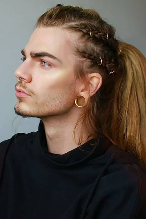 20 Best Ponytail Hairstyles of Men in 2022 - The Trend Spotter Nils Kuiper, Ponytail Hairstyles For Men, Pale Blue Eyes, Piercing Septum, Viking Hair, Hair Reference, Septum Piercing, Long Hair Styles Men, Underworld