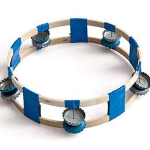 two watches sitting on top of each other in front of a white background with blue strips