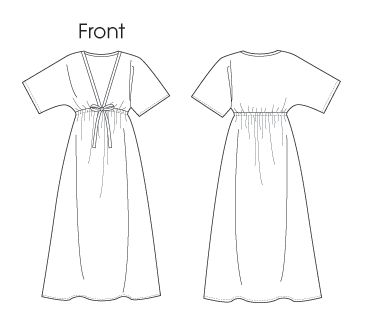 the front and back views of a women's dress