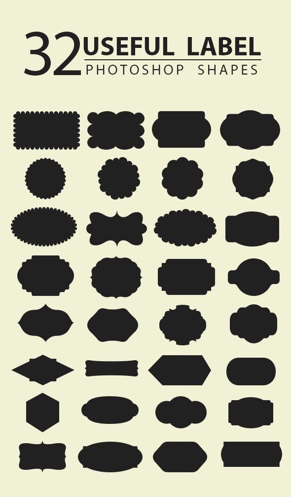 32 useful label photoshop shapes