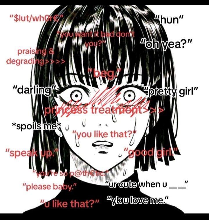 an anime character with words written on it