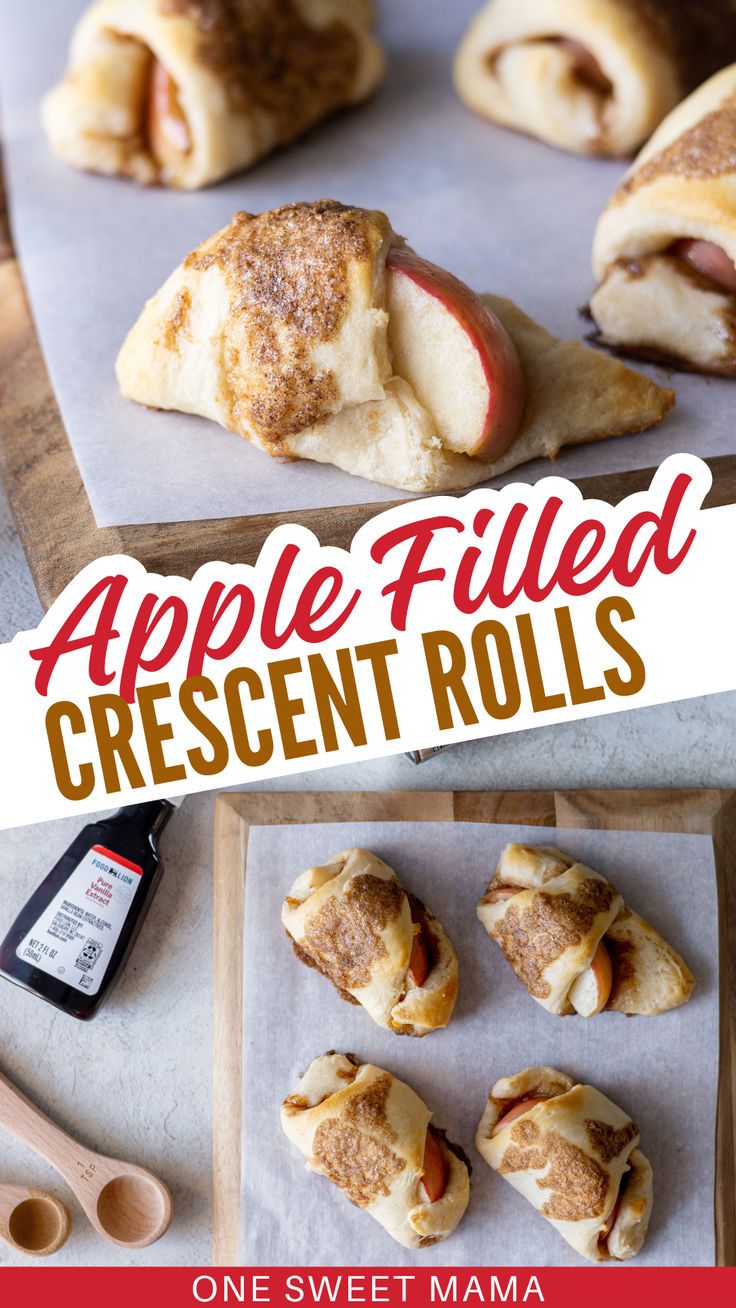 Looking for an easy apple crescent roll dessert recipe?  This apple dessert with fresh apples comes together in under 15 minutes and is a quick and easy weeknight dessert we love in my house!  I also love to make this crescent roll dessert for holidays and parties - they're a total hit! Apple Recipe With Crescent Rolls, Apple Crescent Roll Dessert, Cresent Roll Desserts, Crescent Roll Apple Turnovers, Crescent Desserts, Crescent Roll Apple Pie, Fresh Apple Recipes, Apple Crescent, Crescent Roll Apple