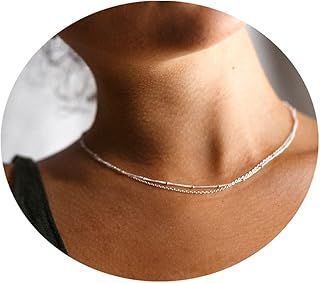 CHESKY Dainty Gold Necklace for Women, Trendy 14k Gold Plated/Sterling Silver Satellite Choker Necklace Thin Beaded Layere...| Simple Silver Necklace Silver Chains For Women, Simple Silver Necklace, Necklace With Charms, Minimalist Jewelry Silver, Silver Necklace Designs, Simple Necklaces, Silver Necklace Simple, Gold Necklace For Women, Dainty Gold Necklace