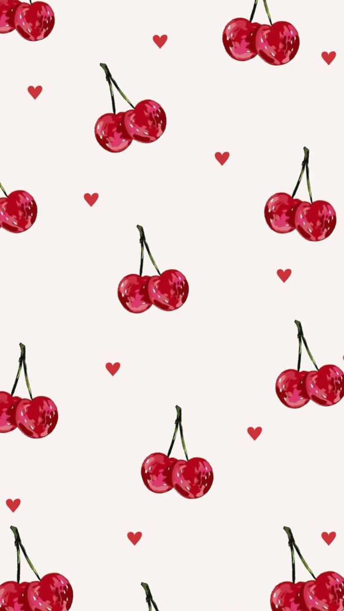 cherries with hearts on a white background