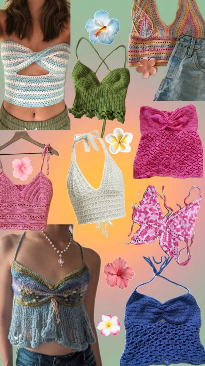 many different types of crocheted bras are shown