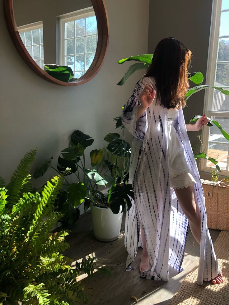 A beautiful handcrafted unisex kimono long robe dress by the hand tie-dye Removable waist tie closure Side slits at hem 100% Soft Rayon Hand wash in cold water, hang dry. Wear on the beach when on the vacation as well home Sizes: One size -One size fit all (Very oversized) Chest & Hip: 66 inches. Length: 54 inches. 🧍🏻‍♂️Tan: Model height is 188cm/6.2ft, (37-31-34") 🧍🏽‍♀️Ginger: Model height is 158cm/5.2ft, American small size (31-25-33") - Each piece is handmade, and due to the nature of Ginger Model, Tan Model, Tie Dye Kimono, Indigo Tie Dye, Hand Tie, Dance With You, Natural Sunlight, Tie Dye Dress, Krabi