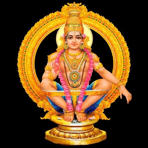 the hindu god sitting on top of a golden object with an ornate frame around it