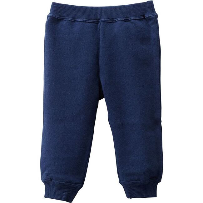 High-quality French terry sweatpants. A wide elastic rib waistband allows kids to wear and take off pants easily by themselves. High rise to hide diapers. Retains its original shape and colors after many washes. | Miki House | Everyday Fleece-lined Sweat Pants, (Navy Blue, Size 12M)  |  Maisonette collects the best children’s products from around the world (unlike Zulily, Etsy, The Tot, Farfetch Kids, Childrensalon, Crate and Kids, Kohls, Wayfair, Buy Buy Baby, Nordstroms, Mini Boden, J.Crew Fac Cotton Sweatpants For Winter Playwear, Winter Cotton Sweatpants For Playwear, Navy Cotton Jogging Bottoms, Blue Sweatpants With Ribbed Waistband For Jogging, Blue Cotton Sweatpants With Ribbed Cuffs, Navy Sweatpants With Elastic Waistband For Loungewear, Navy Joggers With Elastic Waistband For Jogging, Blue Playwear Pants With Elastic Waistband, Blue Fleece Sweatpants With Elastic Waistband