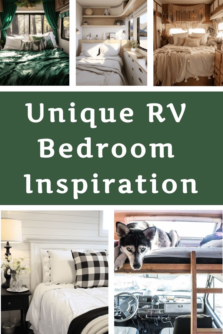 a collage of photos with the words unique rv bedroom inspiration