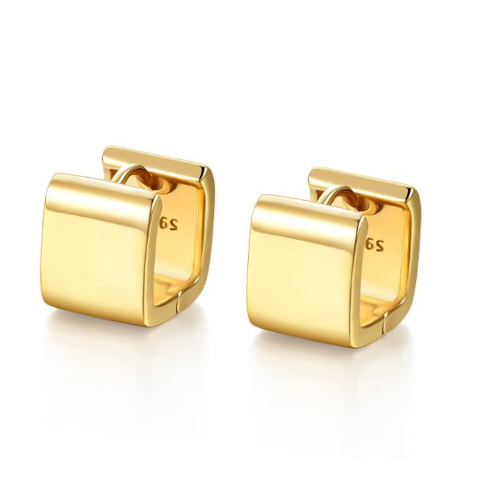 Description & Details Timeless and elegant, these tasteful square stud earrings capture a woman's appreciation for the wonders of her everyday fashion. High polish surface merge to form this simple yet classic design. Solid 925 sterling silver Hypoallergenic, gold plating Size small 10x8 mm each Square Stud Earrings, Gold Rings Stackable, Woman's Fashion, Square Earrings Studs, Square Stud, Trend Style, Waterproof Jewelry, Square Earrings, Delicate Earrings