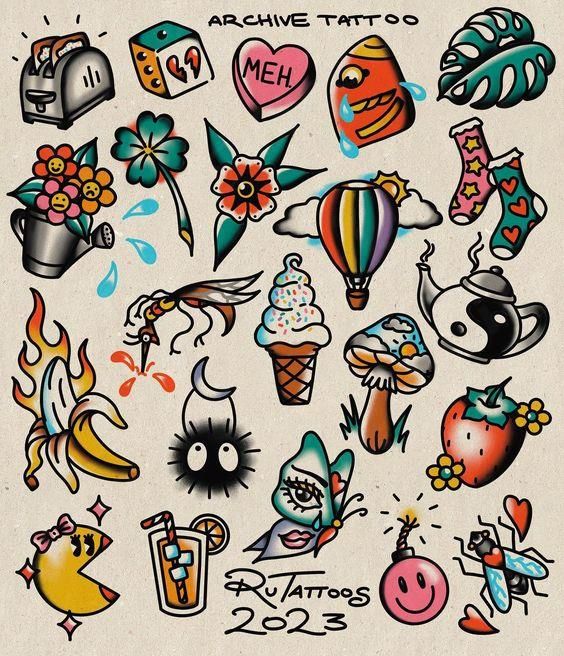 an assortment of tattoos on a piece of paper