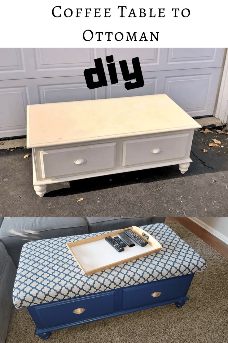 coffee table to ottoman makeover with chalk paint