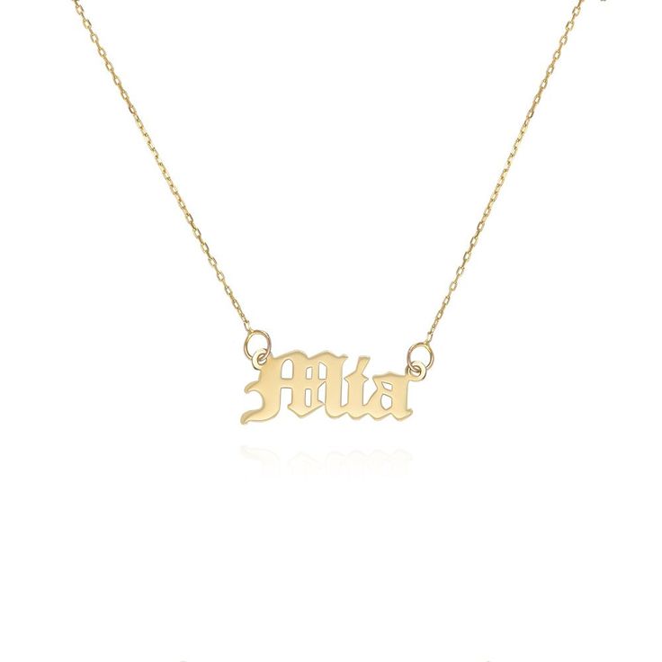 14k Gold Old English Style Name Necklace-2 English Style, Yellow Gold Chain, Old English, Gorgeous Jewelry, Name Necklace, Signature Style, Chain Styles, Gold Chains, Gifts For Family