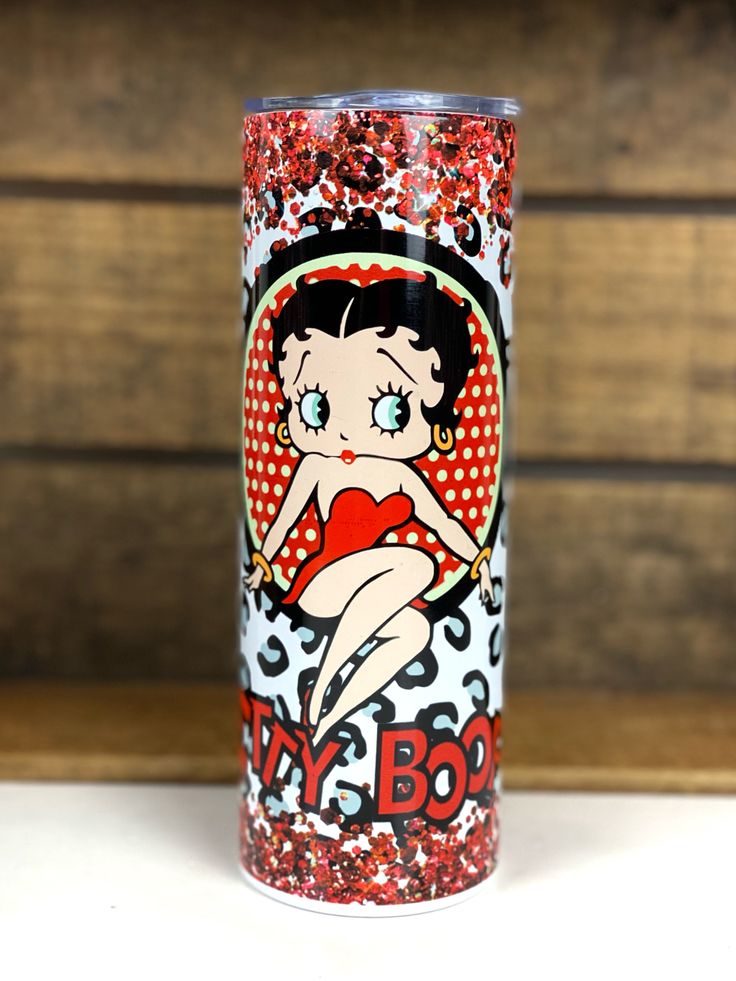 Betty Boop Leopard Print 20 oz skinny stainless steel tumbler I love these tumblers! They are double wall, seamless stainless steel that keep drinks hot or cold for hours and don't condensate. I have left mine on the counter overnight with ice in it and the ice is still there in the morning. Super easy to clean and a lot safer than plastic. Simply hand wash and reuse. The design is sublimated into the tumbler and won't come off. Techincally they are dishwasher safe but I don't recommend it as it Betty Boop Tumbler, Cup Ideas, Tumbler Cups, Tumbler Sublimation, The Ice, Stainless Steel Tumbler, Betty Boop, Stainless Steel Tumblers, In The Morning