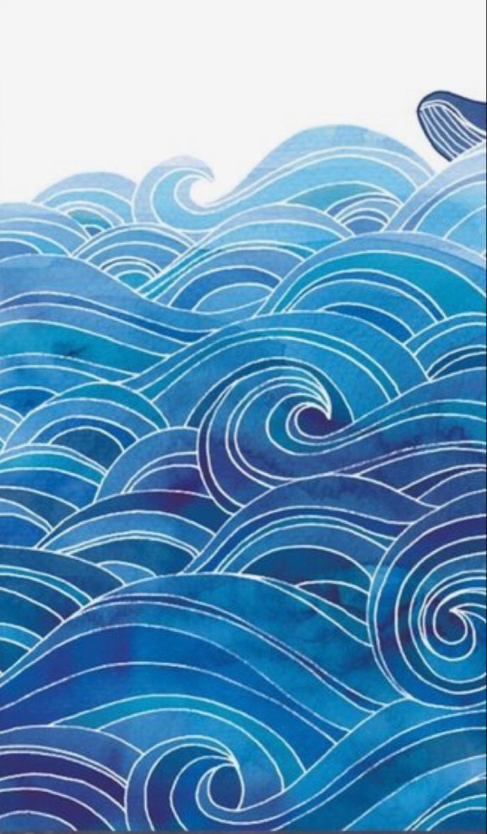 an image of the ocean with waves painted on it