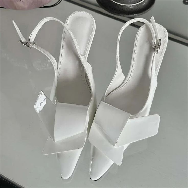 LBSFY - Luxury Designer High Heels Women Flowers Sexy Elegant Summer Sandals Ladies Pointed Toe Slim Heel Slingback Sandals Women Pumps Summer High Heel Slingback Pumps With Straps, White Slingback Sandals For Spring Party, White High Heel Strappy Heels, Trendy White Slingback Sandals With Heel Strap, White Round Toe Slingback Sandals For Party, White Slingback Sandals For Party With Round Toe, White Pointed Toe Slingback Sandals For Summer, Trendy White Slingback Sandals For Party, Chic White Synthetic Slingback Pumps