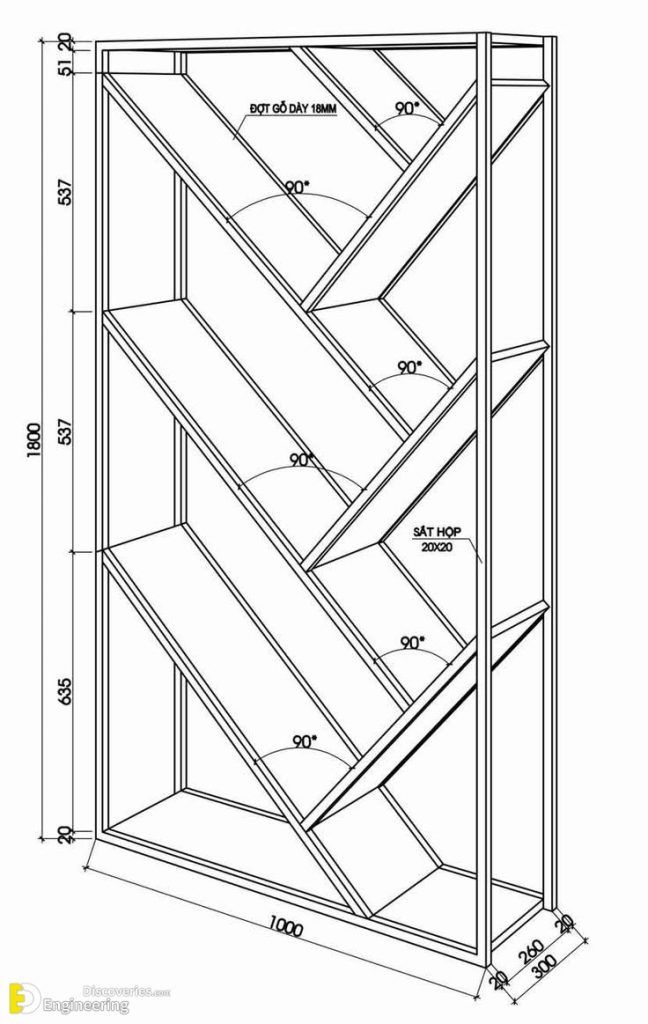 a drawing of a bookcase with measurements for the shelves on each side and sides