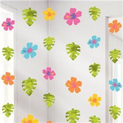 colorful paper flowers hanging from the ceiling in a room with white walls and window sill