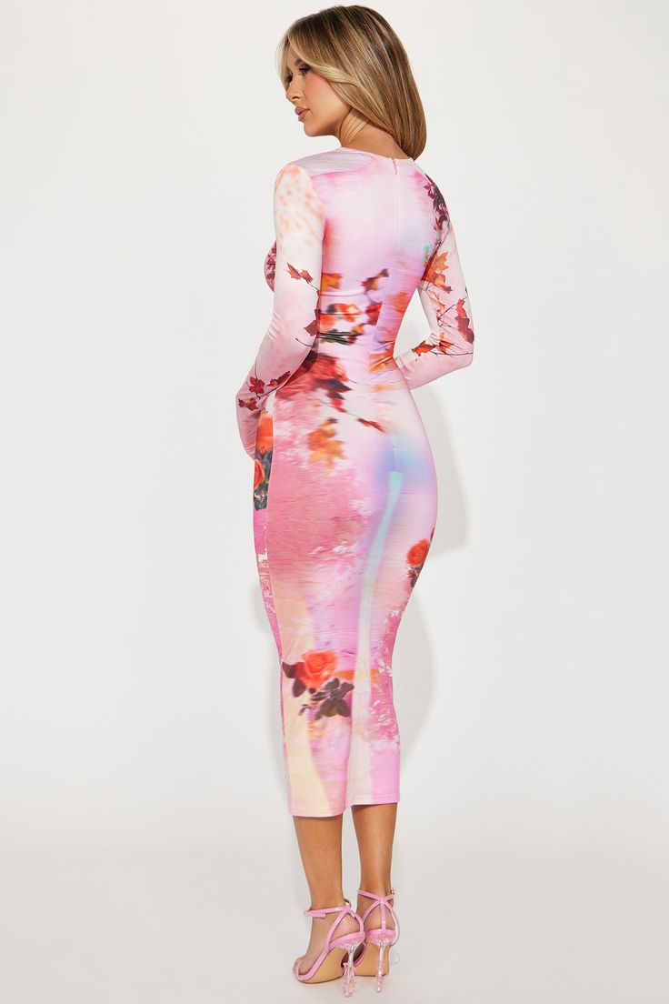 Available In Pink/combo. Maxi Dress Body Heat Floral Print Long Sleeves High Neckline Hidden Back Zipper Stretch Length = 47" 95% Polyester 5% Spandex Imported | Danielle Long Sleeve Midi Dress in Pink size XL by Fashion Nova Spring High Stretch Midi Dress, High Stretch Midi Dresses For Spring, Multicolor Maxi Bodycon Dress For Spring, Multicolor Maxi Length Bodycon Dress For Spring, Summer Pink Midi Dress In Elastane, Spring High Stretch Bodycon Dress, Spring Elastane Fitted Bodycon Dress, Spring Stretch Midi Bodycon Dress, Spring Fitted Elastane Bodycon Dress